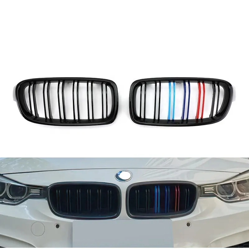 For BMW F30 3 series 2012 2013 2014 2018 2019 Front bumper intake grille double line three color (2)