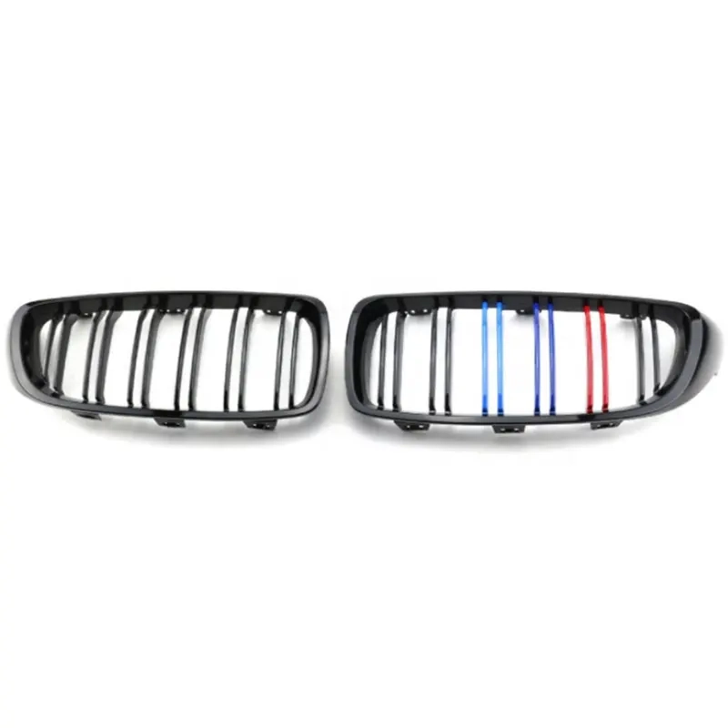 Para BMW F32 serie 4 2013 2014 2019 2020 Parrilla de admisión del parachoques delantero doble línea tres colores (1)