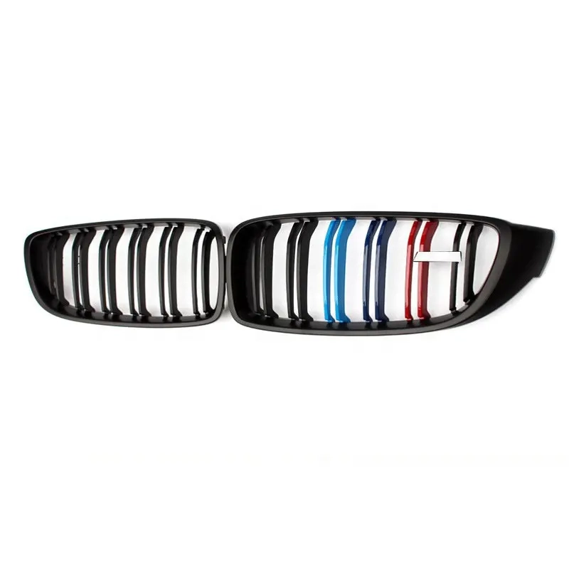 Para BMW F32 serie 4 2013 2014 2019 2020 Parrilla de admisión del parachoques delantero de doble línea de tres colores (3)