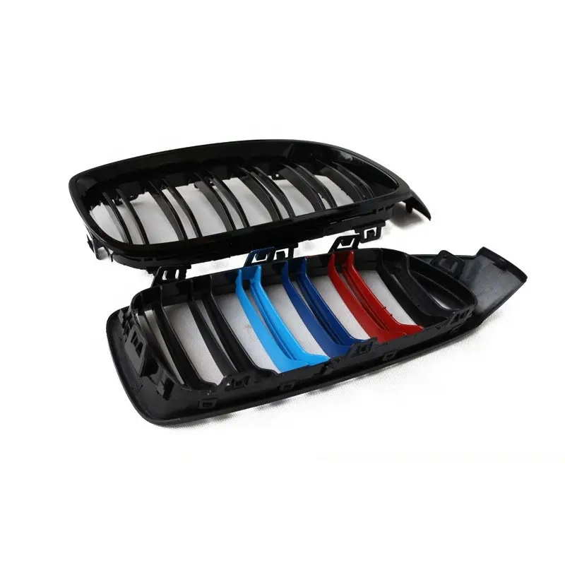 Para BMW F32 serie 4 2013 2014 2019 2020 Parrilla de admisión del parachoques delantero de doble línea de tres colores (4)