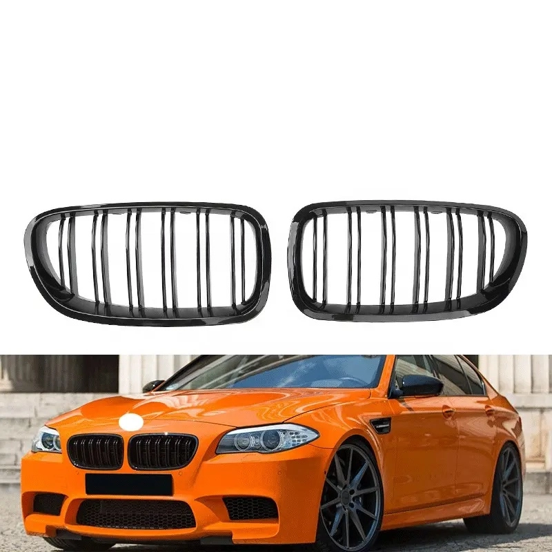Für BMW das Lufteinlassgitter auf der vorderen Stoßstange von F10 GRILLE 10-17 5er Serie double Gloss Black (7)