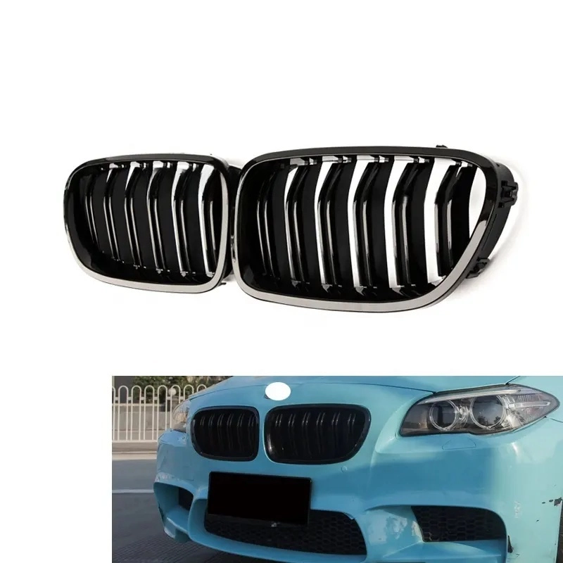 Für BMW das Lufteinlassgitter auf der vorderen Stoßstange von F10 GRILLE 10-17 5er Serie double Gloss Black (9)