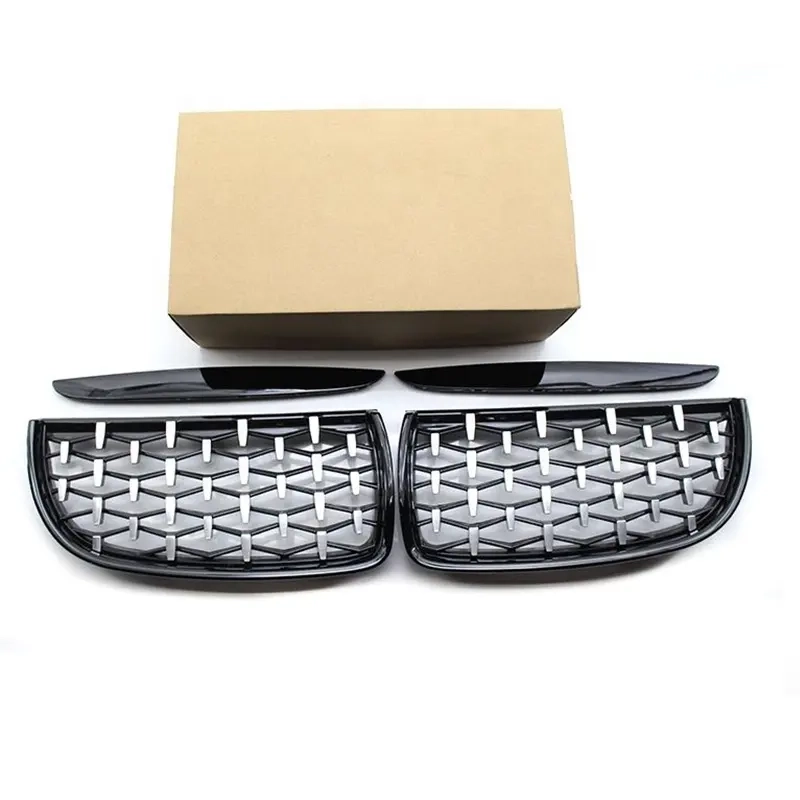 Hot sales 3 series For bmw 2005 2006 2007 2008 E90 front bumper grill silver diamond (3)