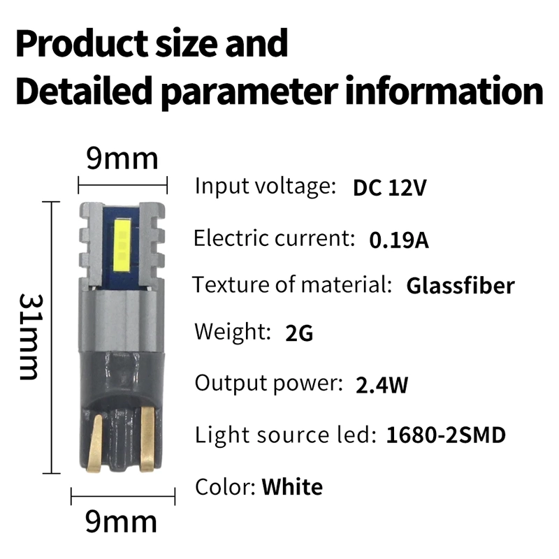 T10 168 W5W LED lemputės Lights