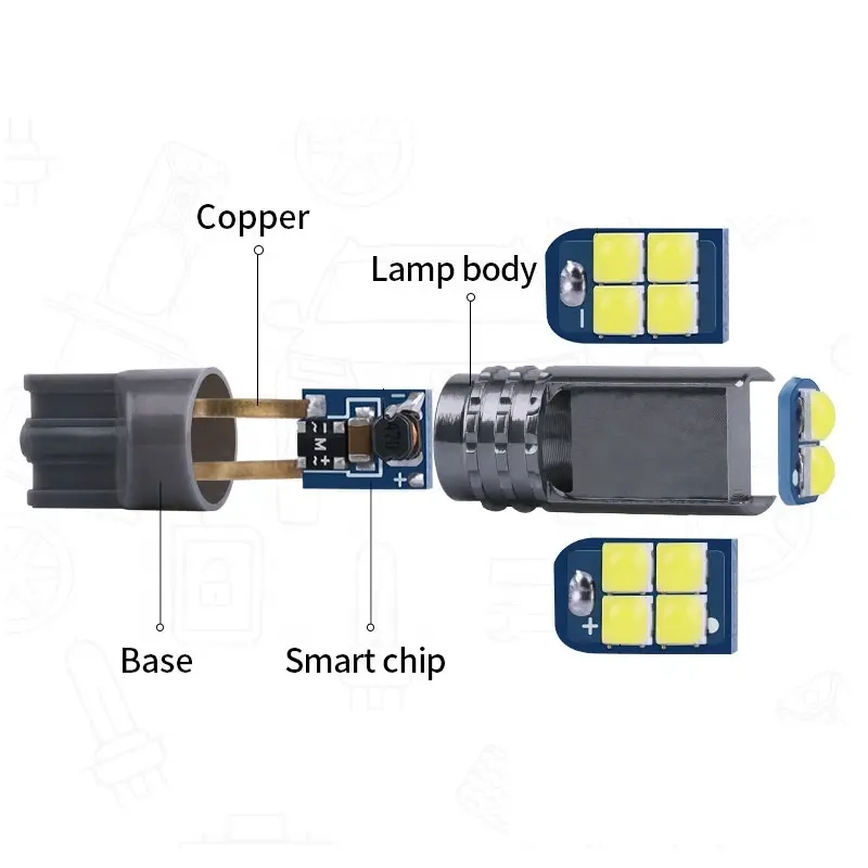 T10 194 168 W5W 3030 10SMD valstybinio numerio ženklo žibintas
