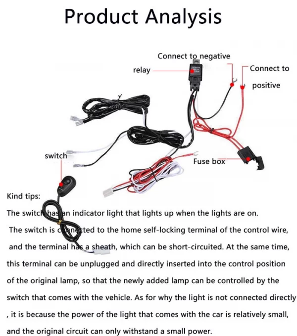 Auto 1 2 4 Lead 12V 40A LED Work Light Bar Wiring Harness Kit (1)