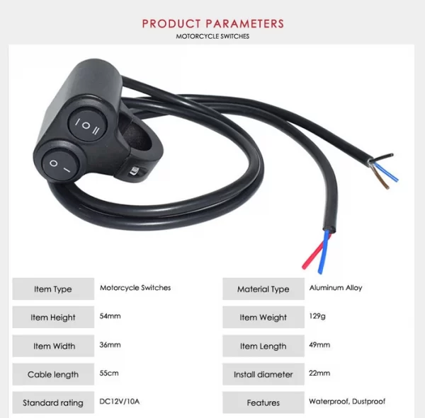 Double Control Switches for Motor Electric Bike Key Button Accessories (3)