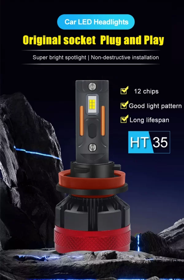 HB3 9006 HB4 6500K LED Car Headlamp Replacement Lights (2)