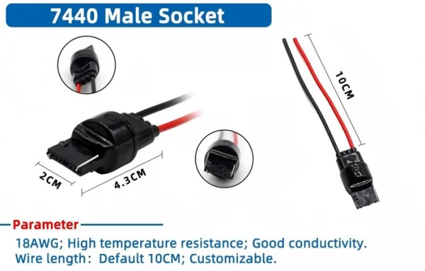 Liwiny Auto Lighting Systems T20 Male Connector 7440 Plug Pigtail (5)(1)