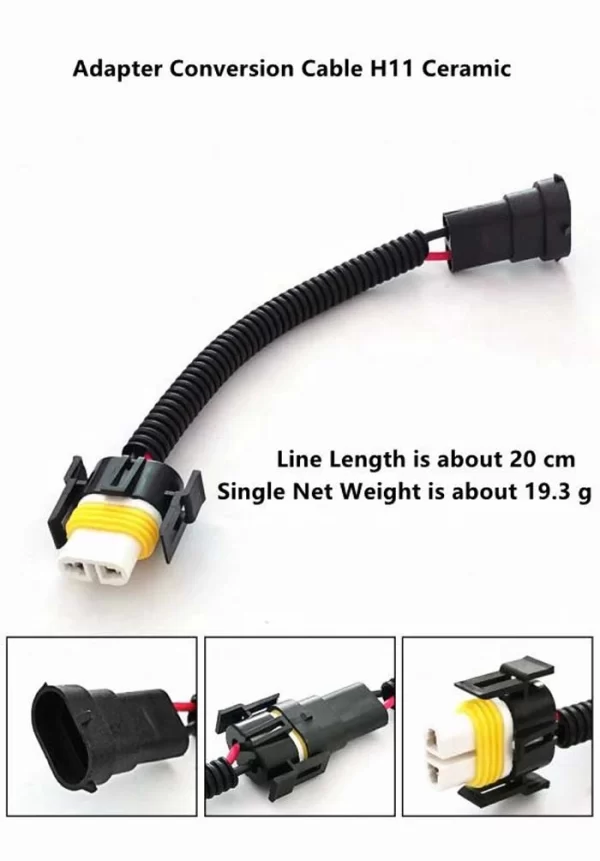 Liwiny H11 Connector Ceramic Type Male and Female H11 Socket Bulb Connector Cable (2)