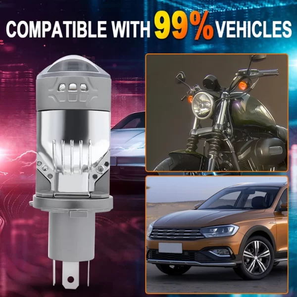 Waterproof H4 LED Lens Headlights Bulb for Universal Car (1)