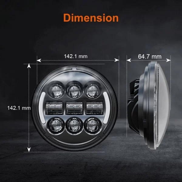 5 34 Round Led Headlight Whit DRL Amber (1)