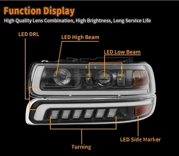 Led Headlights for 1999-2002 Chevy Silverado 1500 (4)(1)